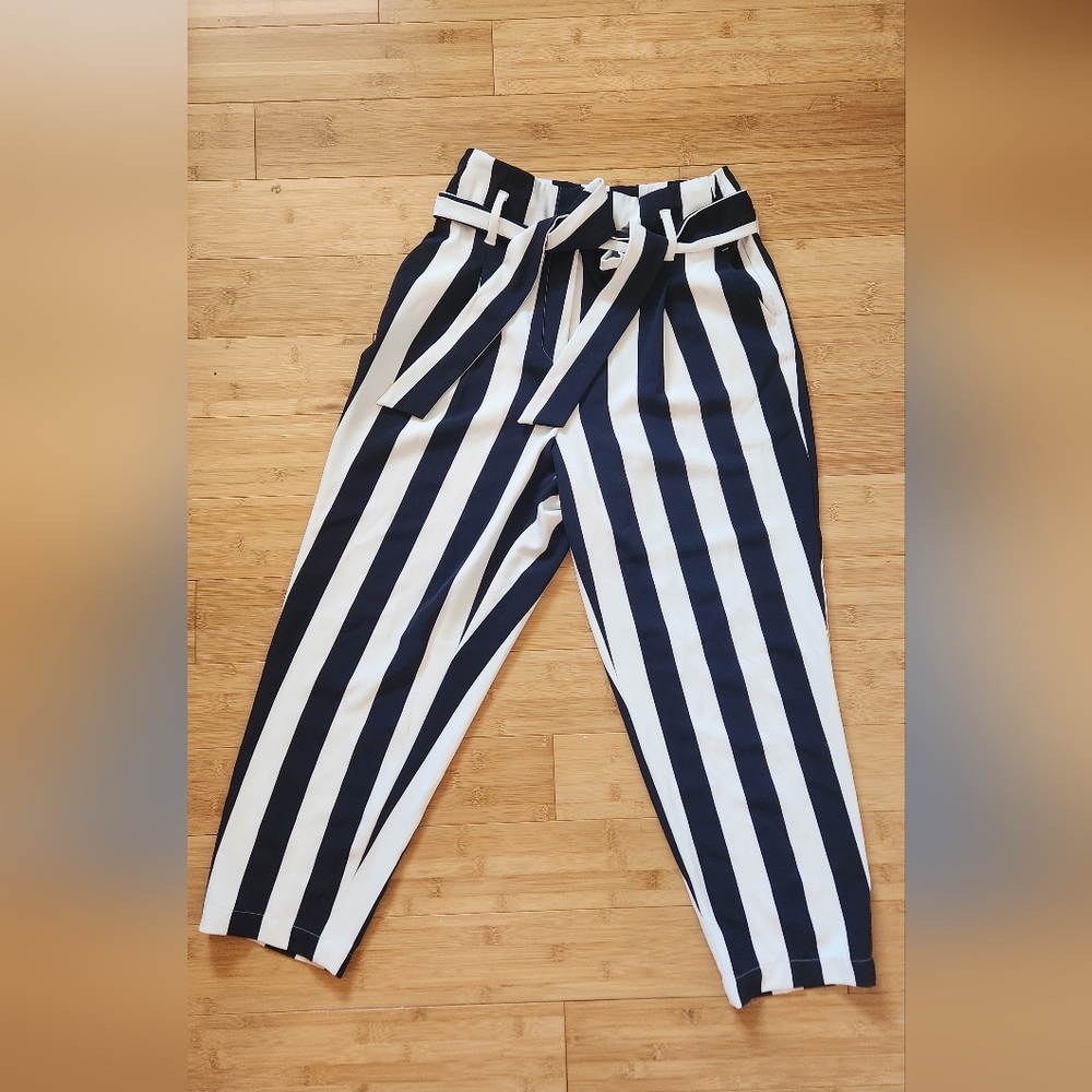 Striped Black and White Women's Pants